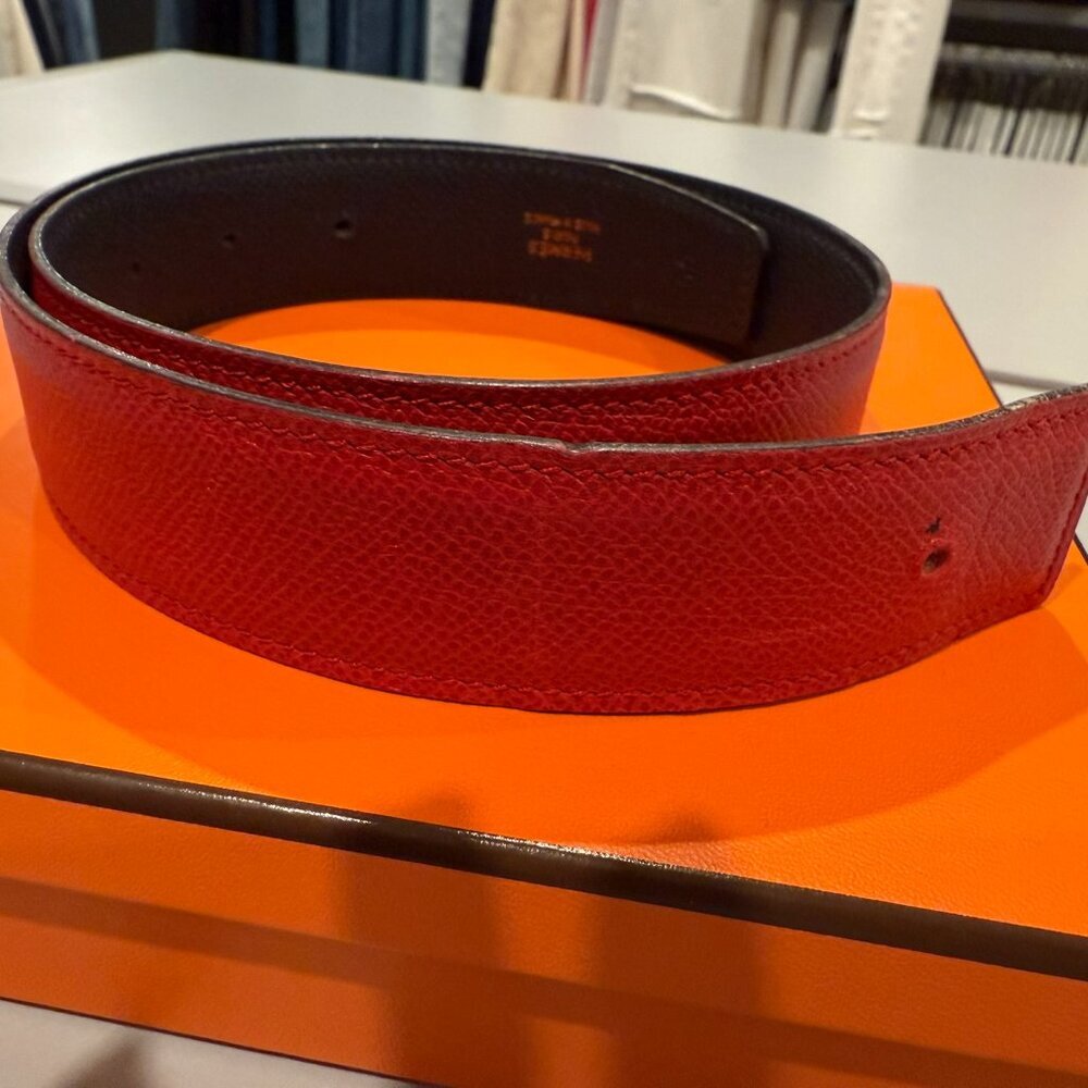 Hermes Reversible Belt Strap Red Black 32mm Size Small Or Xs 60cm